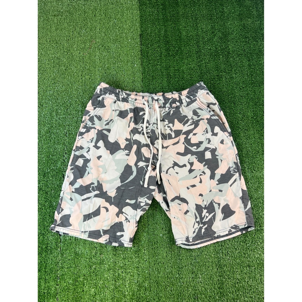Spiritual Gangster Mens Pink Gray Abstract Camo Athletic Shorts Size S Mesh Line